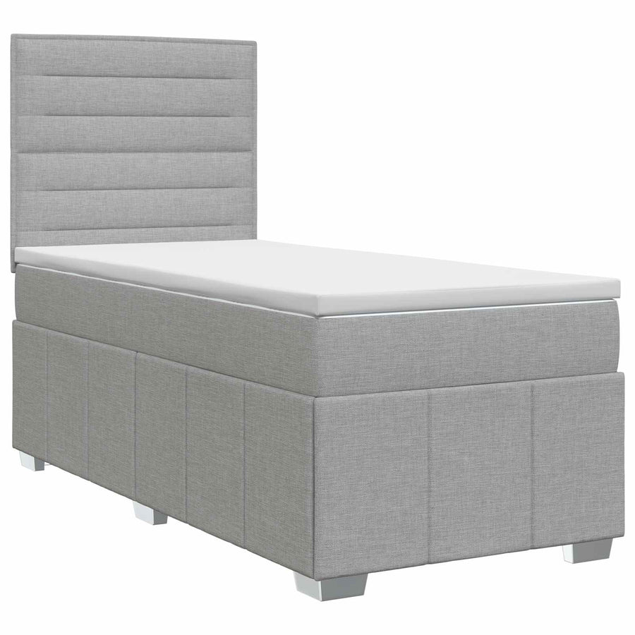 Boxspringbed met matras Lichtgrijs 100 x 200 cm Stof