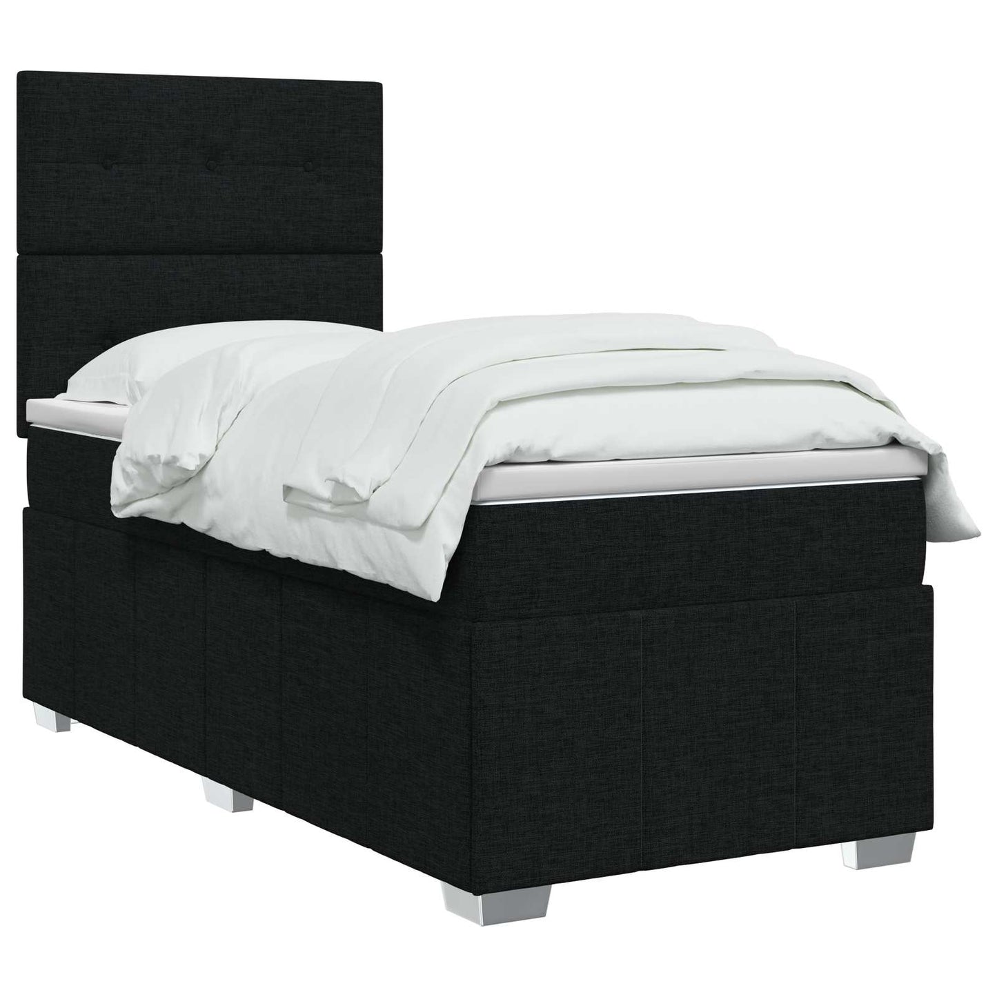 Boxspringbed met matras met hoofdeinde Zwart 100 x 200 cm Stof