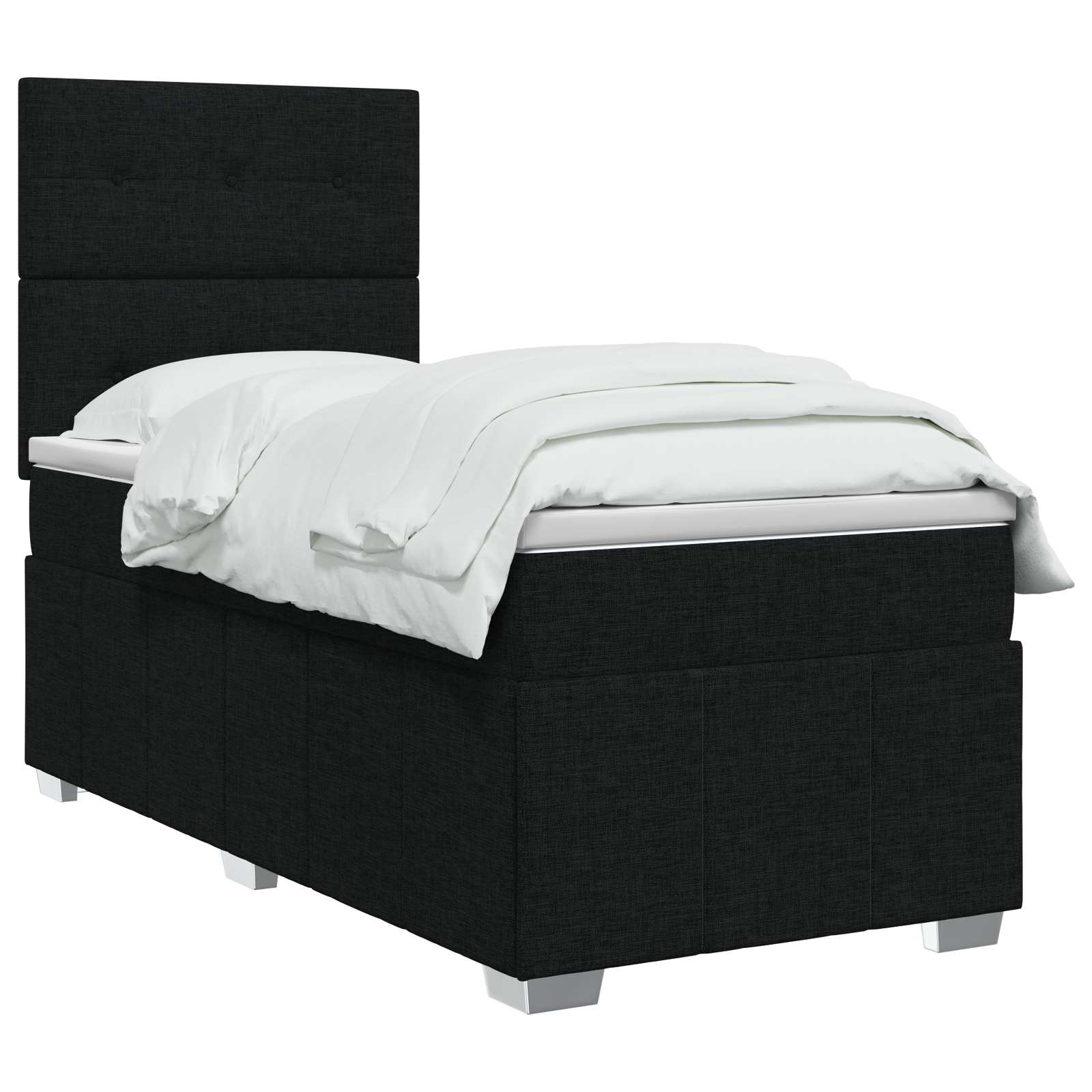 Boxspringbed met matras met hoofdeinde Zwart 100 x 200 cm Stof