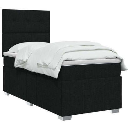 Boxspringbed met matras met hoofdeinde Zwart 100 x 200 cm Stof