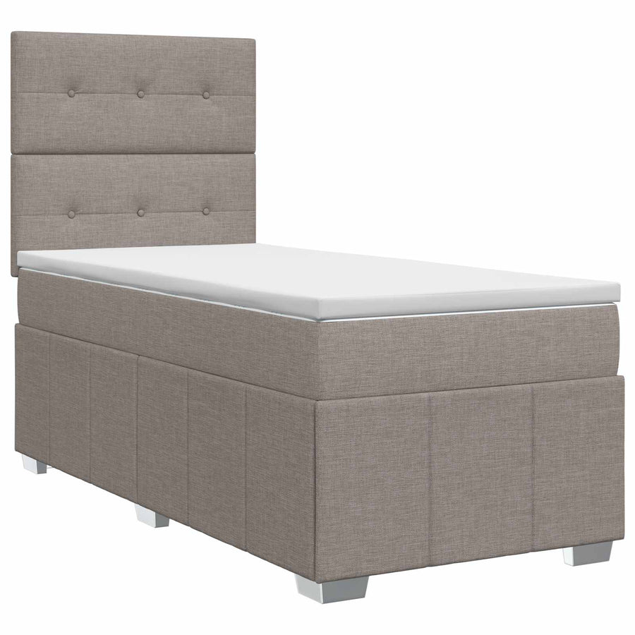 Boxspringbed met matras met hoofdeinde Taupe 100 x 200 cm Stof
