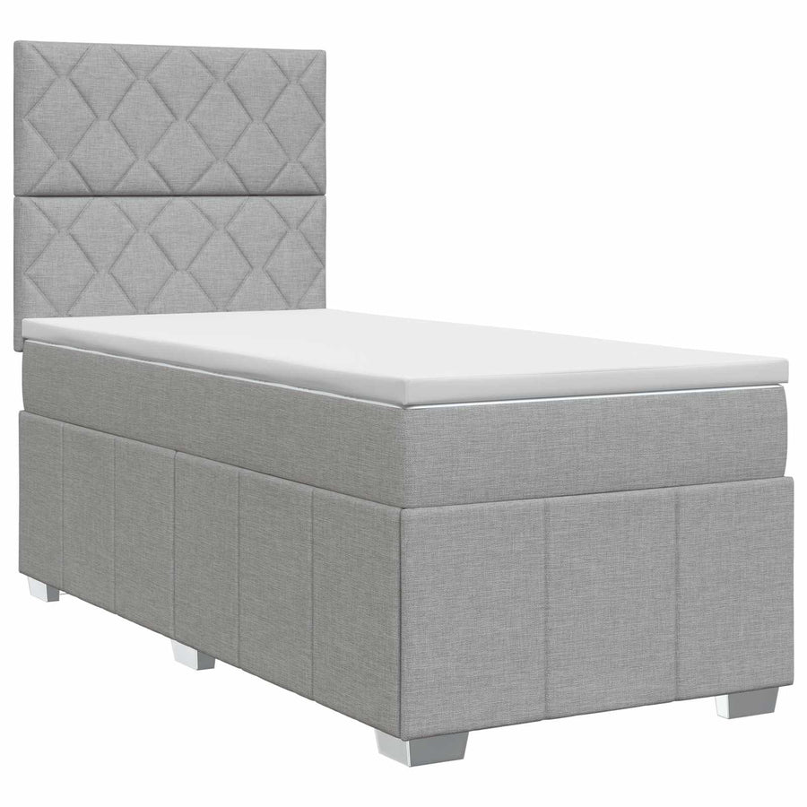 Boxspringbed met matras Lichtgrijs 100 x 200 cm Stof