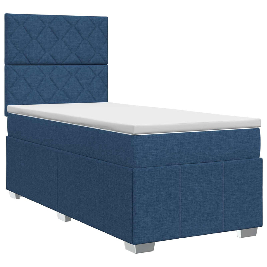 Boxspringbed met matras met hoofdeinde Blauw 100 x 200 cm Stof