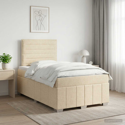 Boxspringbed met matras Crèmekleurig 120 x 190 cm Stof