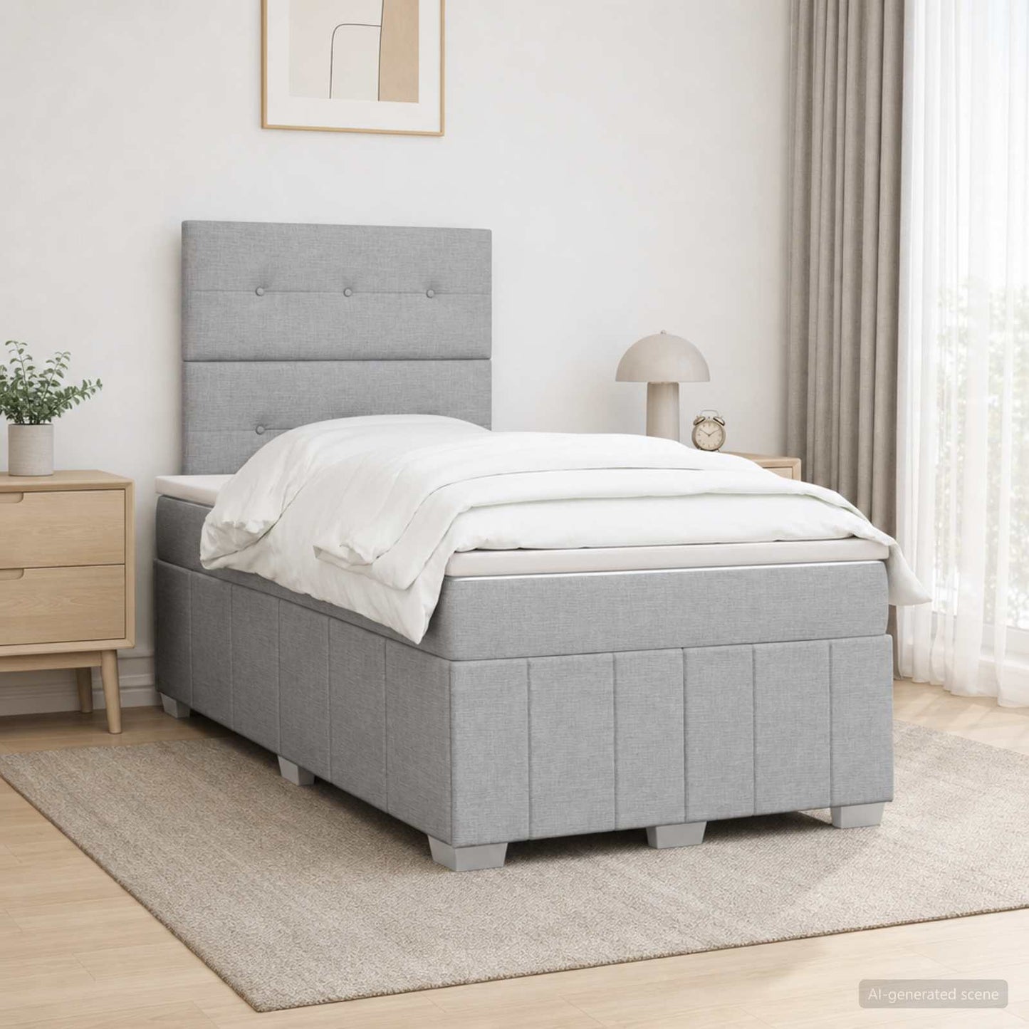 Boxspringbed met matras Lichtgrijs 120 x 190 cm Stof