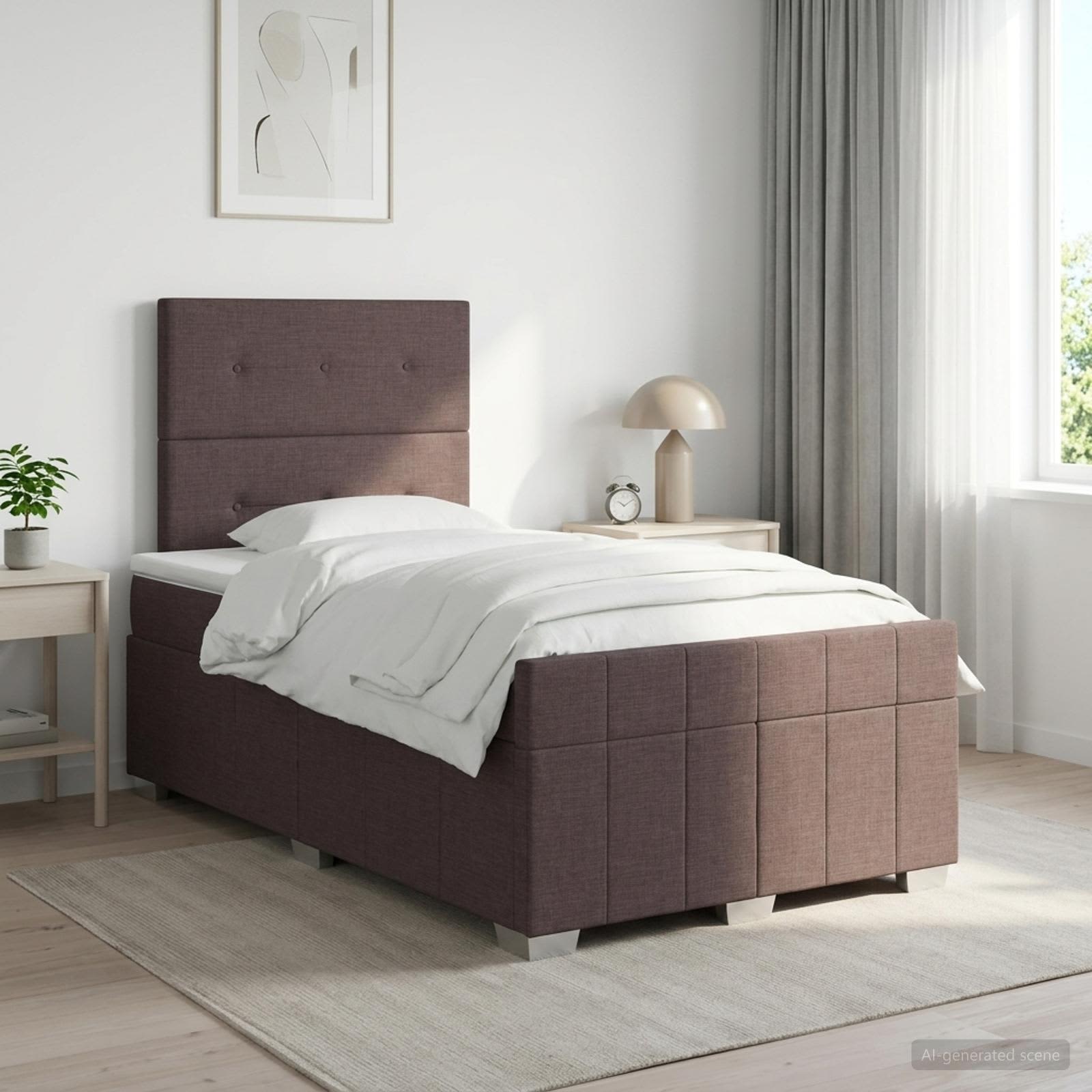 Boxspringbed met matras Donkerbruin 120 x 190 cm Stof