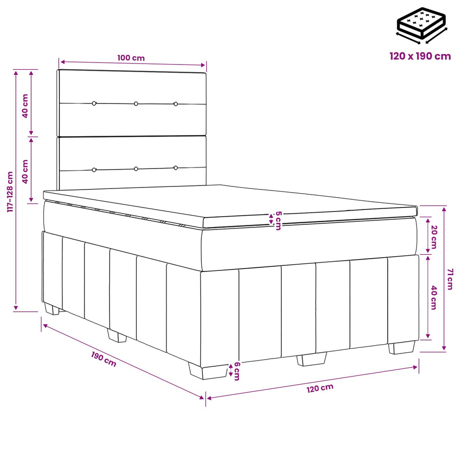 Boxspringbed met matras met hoofdeinde Taupe 120 x 190 cm Stof