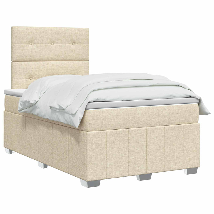 Boxspringbed met matras Crèmekleurig 120 x 190 cm Stof