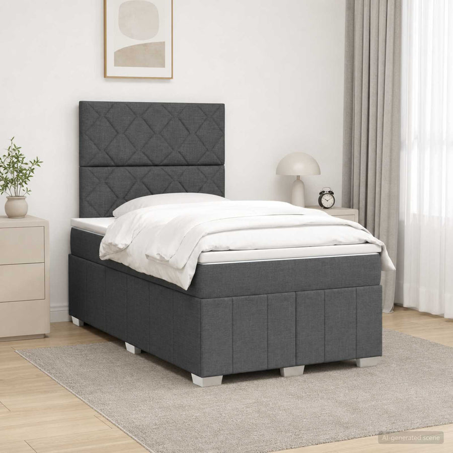 Boxspringbed met matras Donkergrijs 120 x 200 cm Stof