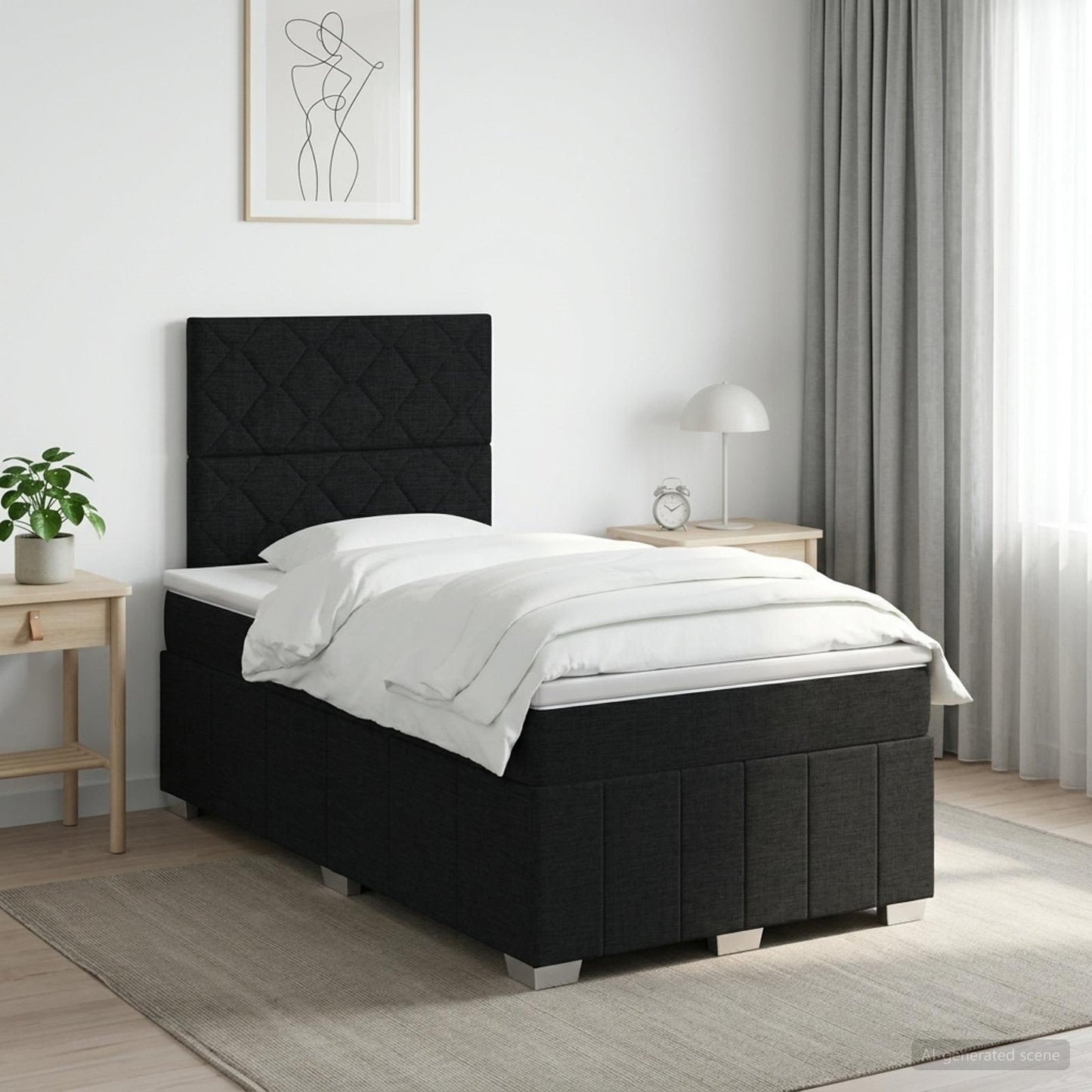 Boxspringbed met matras met hoofdeinde Zwart 120 x 200 cm Stof