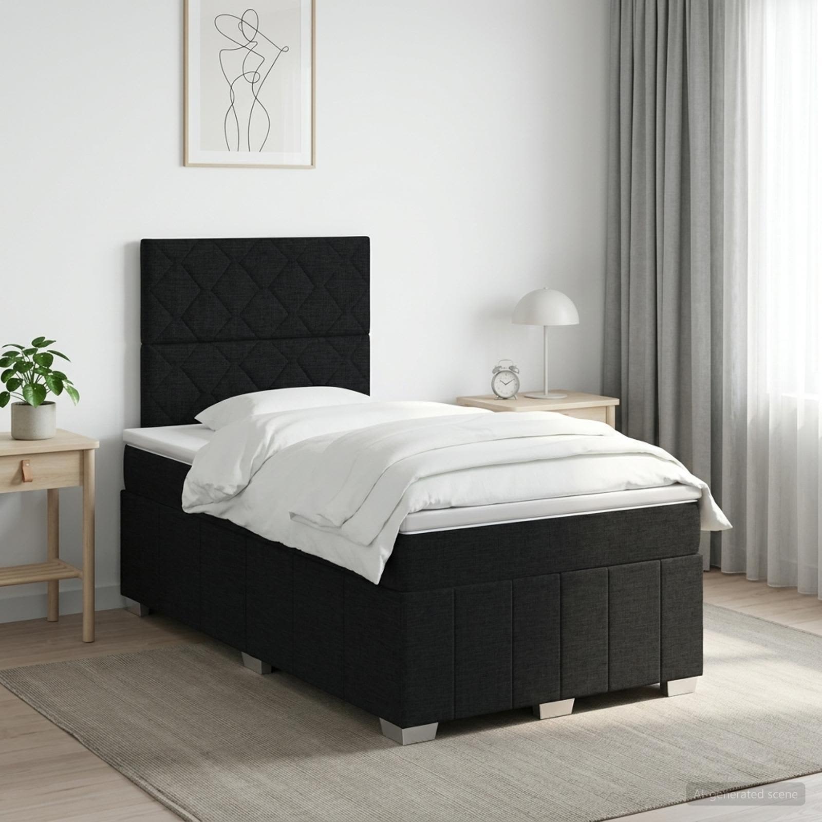 Boxspringbed met matras met hoofdeinde Zwart 120 x 200 cm Stof