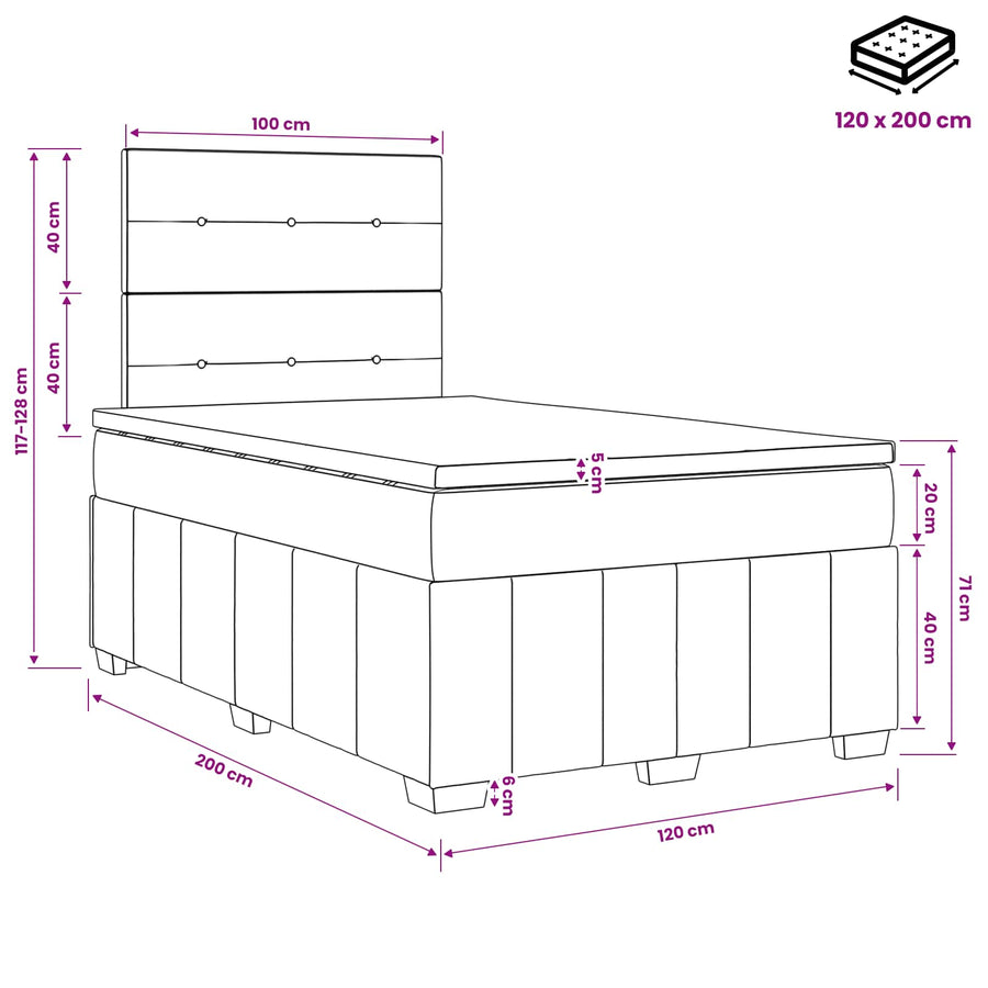 Boxspringbed met matras Crèmekleurig 120 x 200 cm Stof
