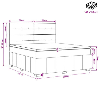 Boxspringbed met matras met hoofdeinde Zwart 140 x 190 cm Stof