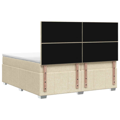 Boxspringbed met matras Crèmekleurig 140 x 190 cm Stof