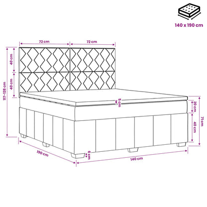 Boxspringbed met matras met hoofdeinde Zwart 140 x 190 cm Stof
