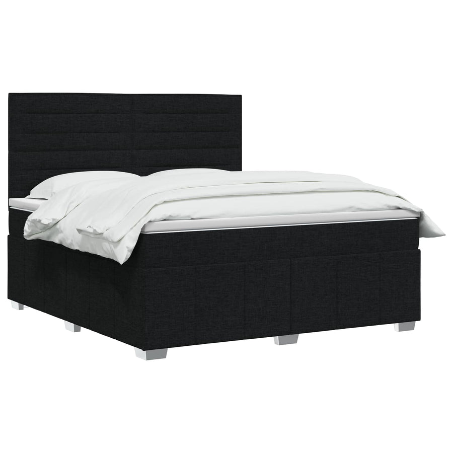 Boxspringbed met matras met hoofdeinde Zwart 140 x 200 cm Stof