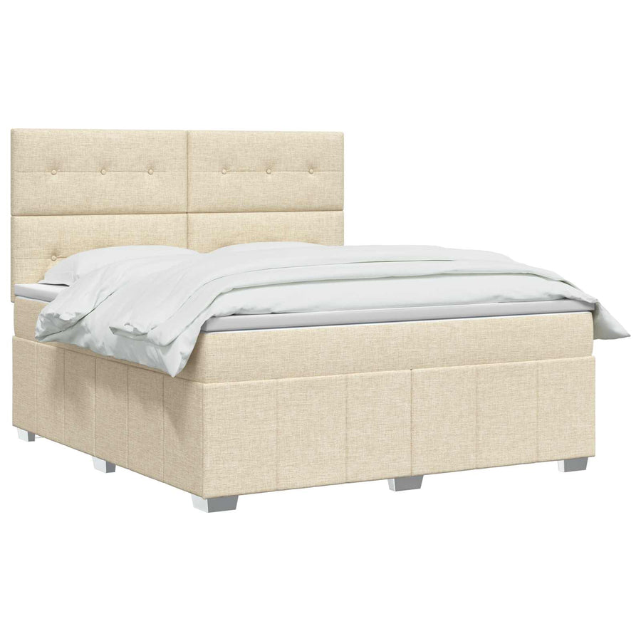 Boxspringbed met matras Crèmekleurig 140 x 200 cm Stof