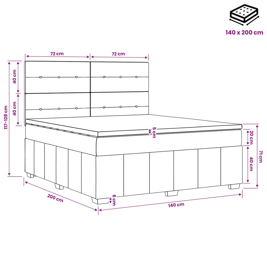 Boxspringbed met matras Crèmekleurig 140 x 200 cm Stof