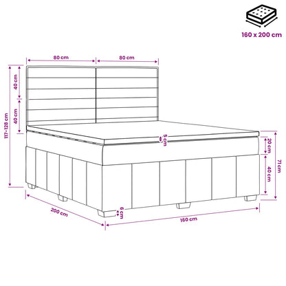 Boxspringbed met matras met hoofdeinde Zwart 160 x 200 cm Stof