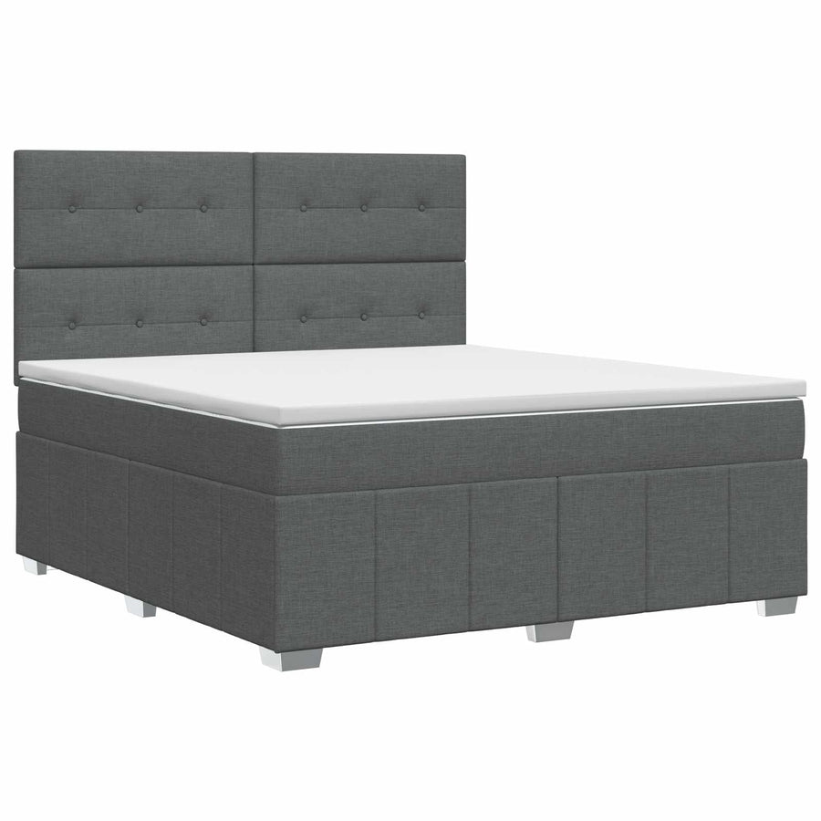 Boxspringbed met matras Donkergrijs 160 x 200 cm Stof
