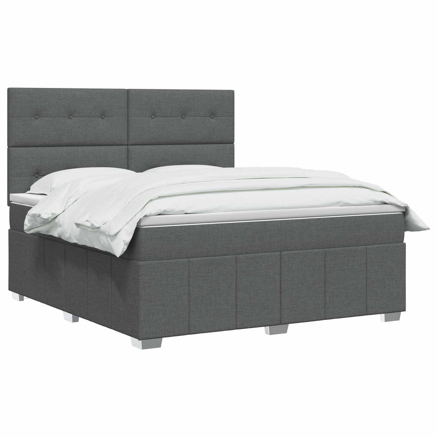 Boxspringbed met matras Donkergrijs 160 x 200 cm Stof