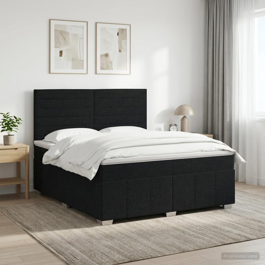 Boxspringbed met matras met hoofdeinde Zwart 140 x 200 cm Stof