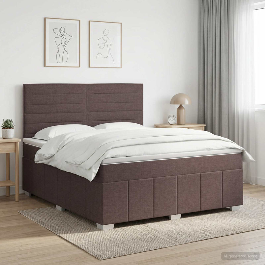 Boxspringbed met matras Donkerbruin 140 x 200 cm Stof
