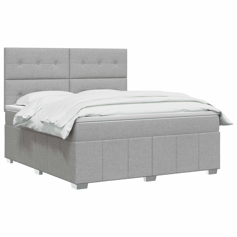 Boxspringbed met matras Lichtgrijs 180 x 200 cm Stof