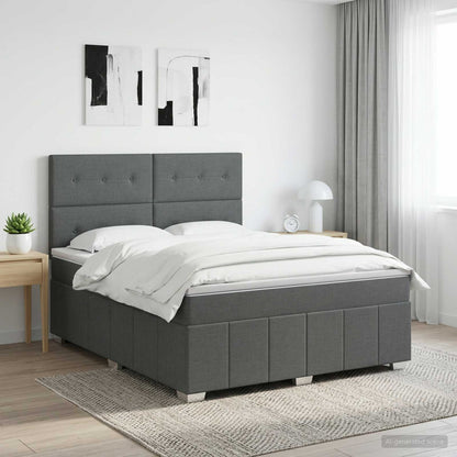 Boxspringbed met matras Donkergrijs 180 x 200 cm Stof