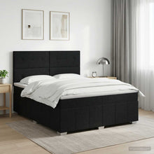 Boxspringbed met matras met hoofdeinde Zwart 160 x 200 cm Stof