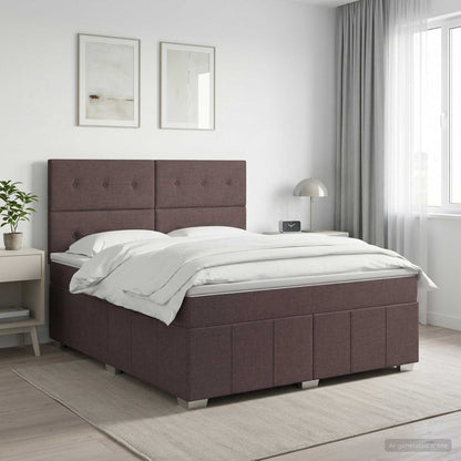 Boxspringbed met matras Donkerbruin 180 x 200 cm Stof