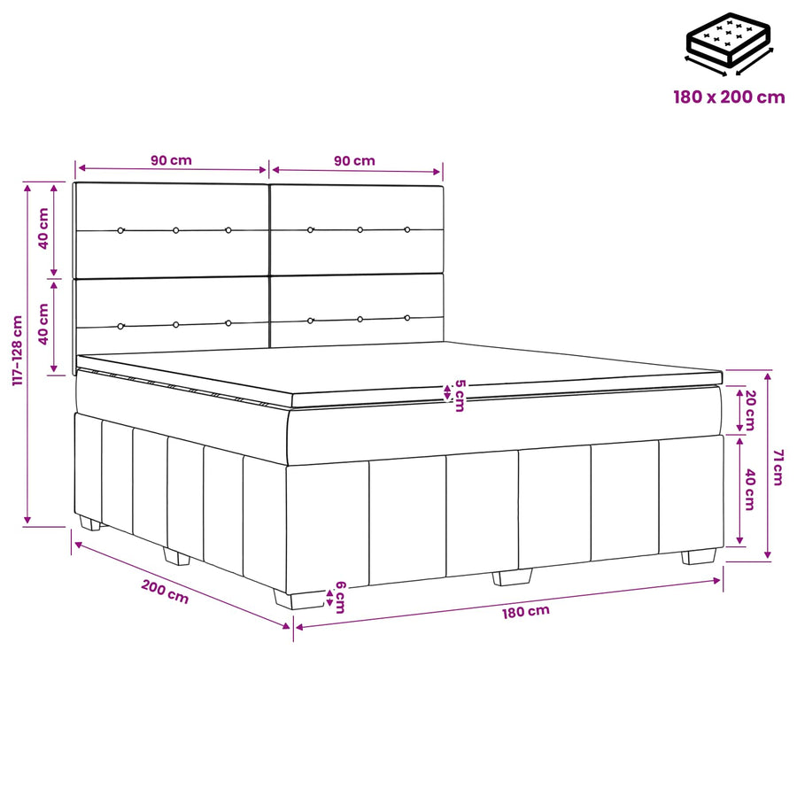 Boxspringbed met matras met hoofdeinde Taupe 180 x 200 cm Stof