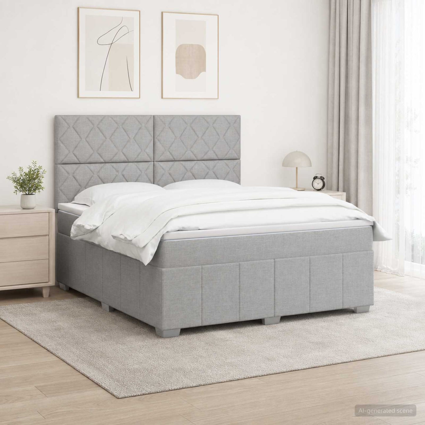 Boxspringbed met matras Lichtgrijs 140 x 200 cm Stof