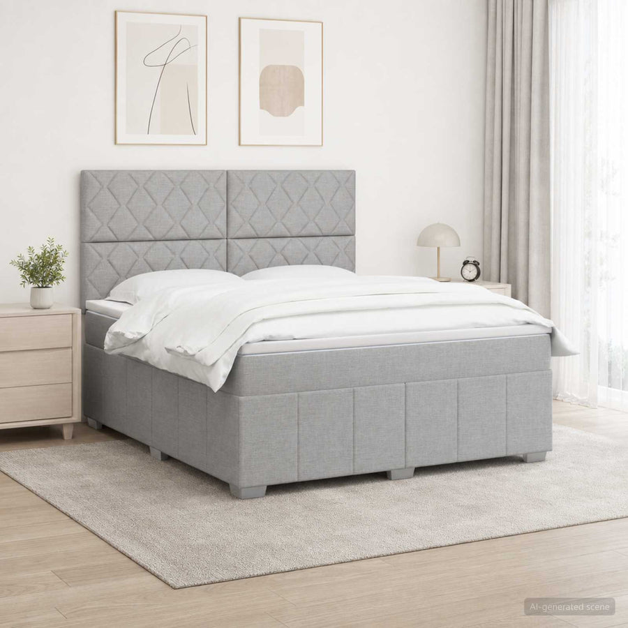 Boxspringbed met matras Lichtgrijs 140 x 200 cm Stof