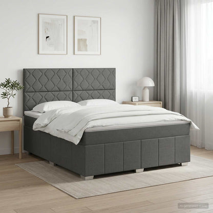 Boxspringbed met matras Donkergrijs 140 x 190 cm Stof
