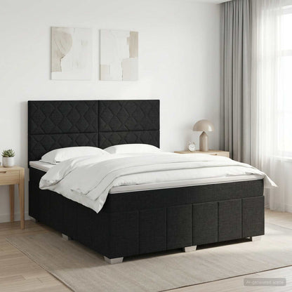 Boxspringbed met matras met hoofdeinde Zwart 140 x 190 cm Stof