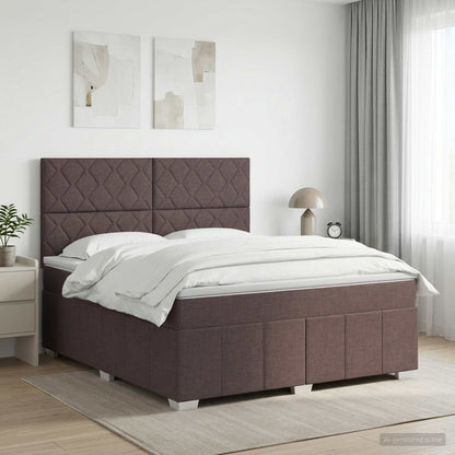 Boxspringbed met matras Donkerbruin 180 x 200 cm Stof