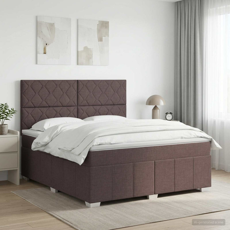 Boxspringbed met matras Donkerbruin 180 x 200 cm Stof