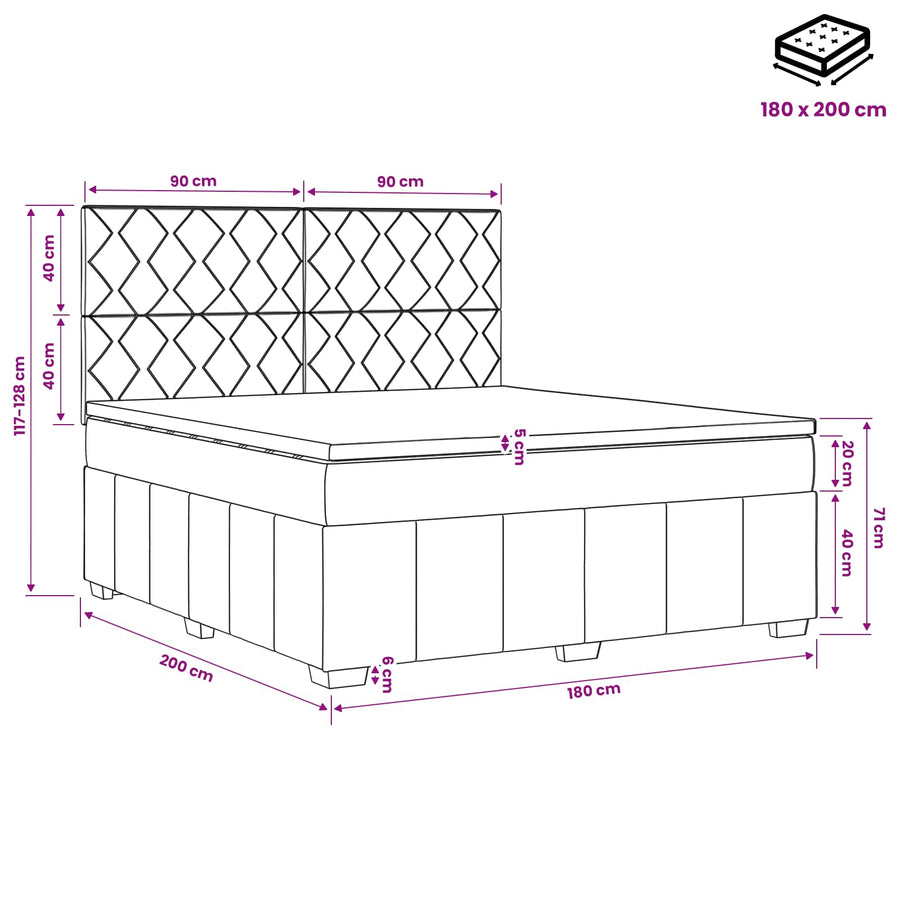 Boxspringbed met matras Donkerbruin 180 x 200 cm Stof