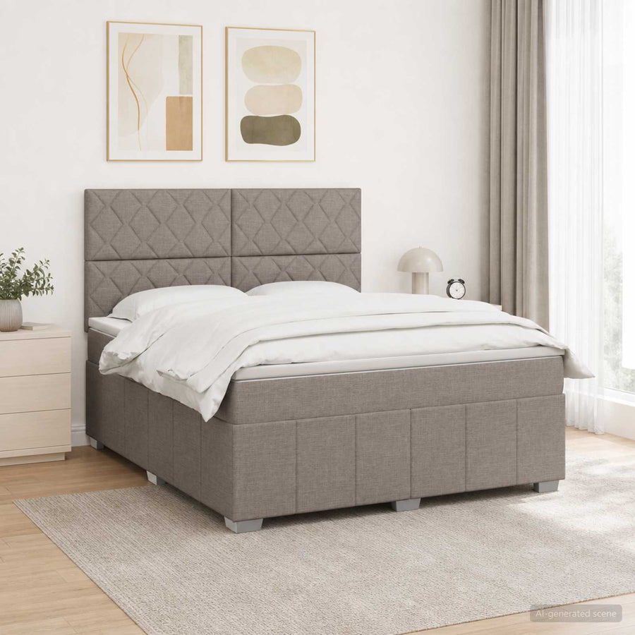 Boxspringbed met matras met hoofdeinde Taupe 140 x 190 cm Stof