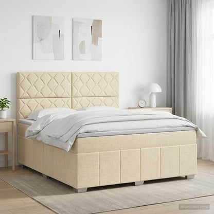 Boxspringbed met matras Crèmekleurig 140 x 190 cm Stof