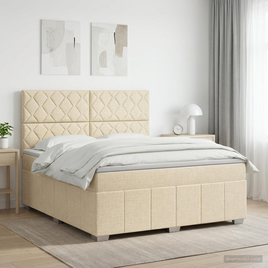 Boxspringbed met matras Crèmekleurig 140 x 190 cm Stof