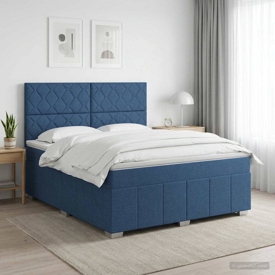 Boxspringbed met matras met hoofdeinde Blauw 140 x 190 cm Stof