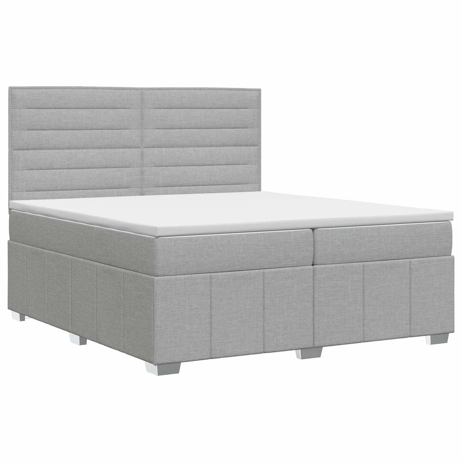 Boxspringbed met matras Lichtgrijs 200 x 200 cm Stof