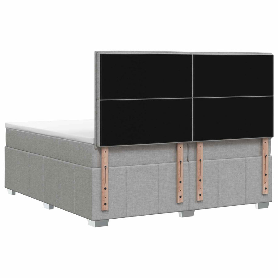 Boxspringbed met matras Lichtgrijs 200 x 200 cm Stof