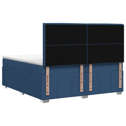 Boxspringbed met matras met hoofdeinde Blauw 200 x 200 cm Stof
