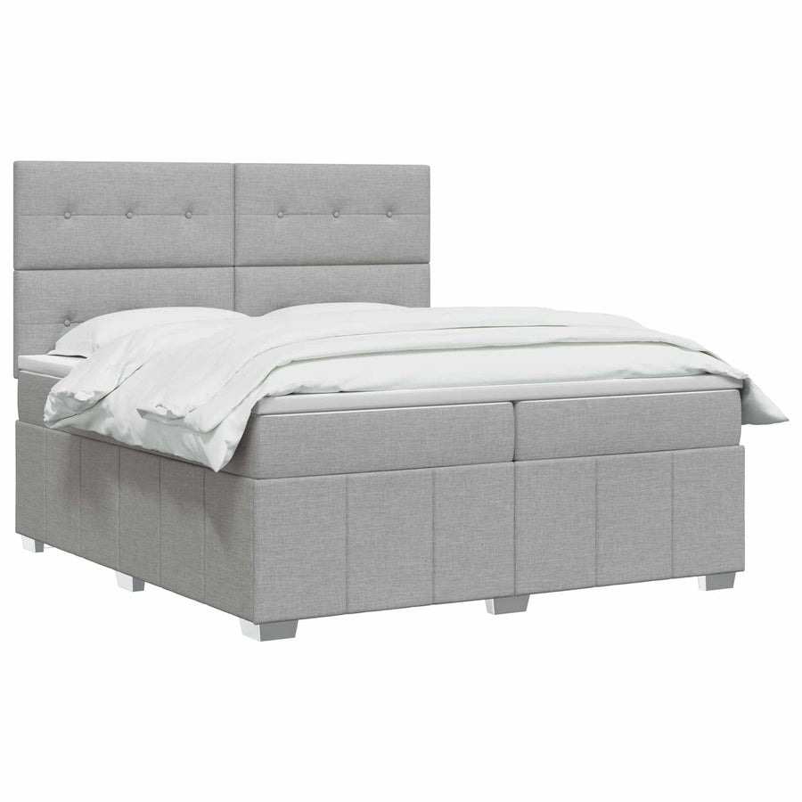 Boxspringbed met matras Lichtgrijs 200 x 200 cm Stof