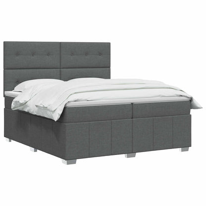 Boxspringbed met matras Donkergrijs 200 x 200 cm Stof