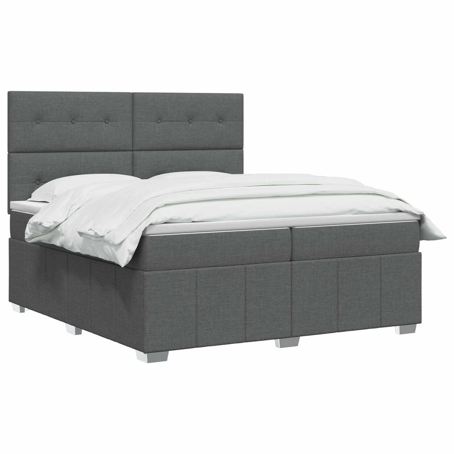 Boxspringbed met matras Donkergrijs 200 x 200 cm Stof