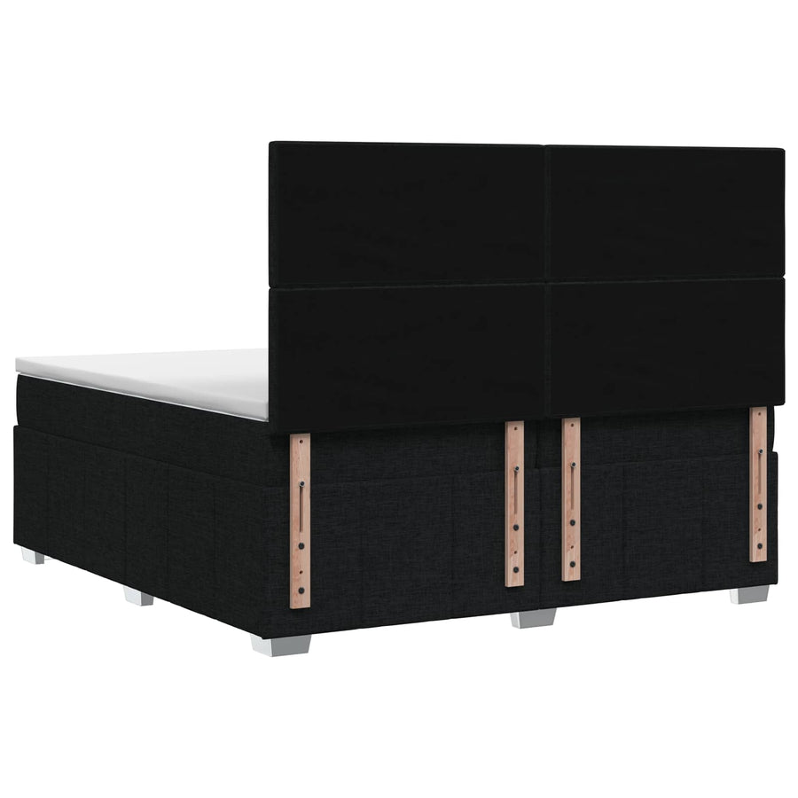 Boxspringbed met matras met hoofdeinde Zwart 200 x 200 cm Stof